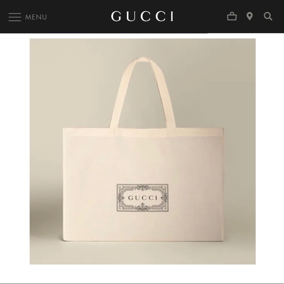 🆕 Gucci Canvas Shopping Tote Bag w/Accent Handle & Ribbon, New Handbag Purse - Picture 12 of 13